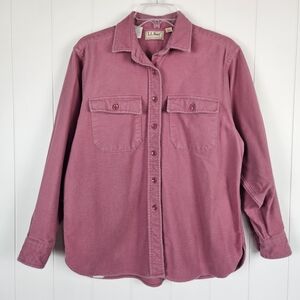 Vintage LL Bean Shirt Chamois Flannel Button Up Long Sleeve USA Pink Womens 12